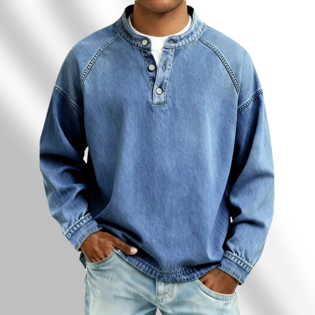 Trevor - Vintage Long Sleeve Henley Shirt