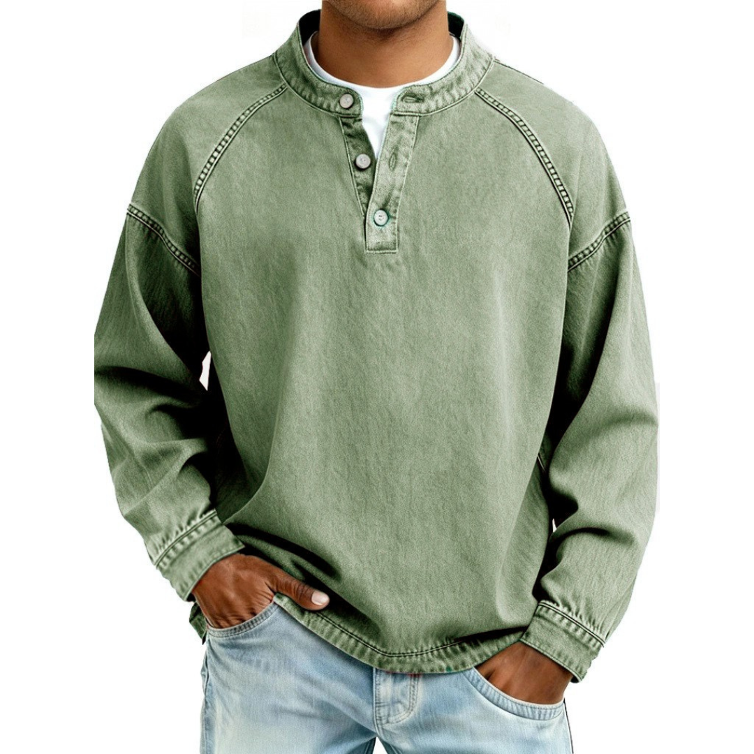 Trevor - Vintage Long Sleeve Henley Shirt