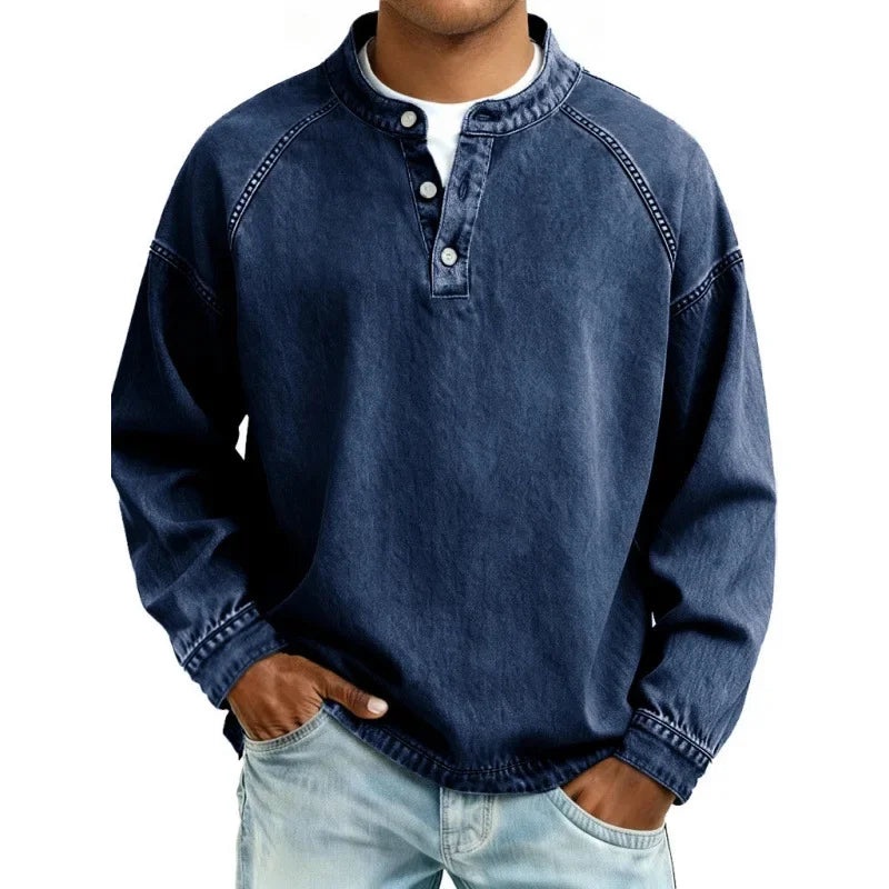 Trevor - Vintage Long Sleeve Henley Shirt