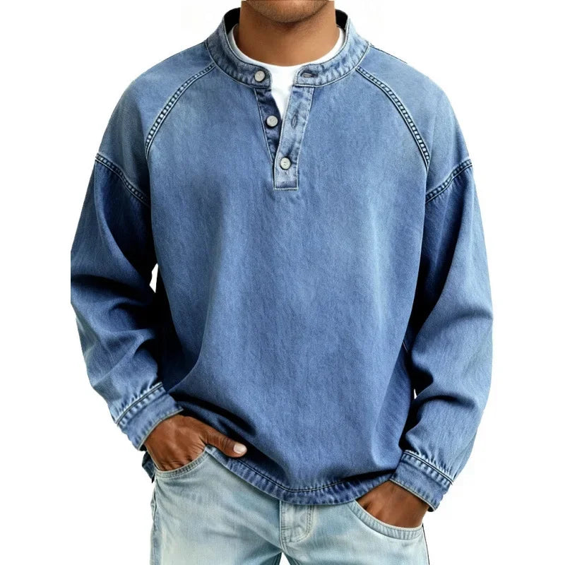 Trevor - Vintage Long Sleeve Henley Shirt