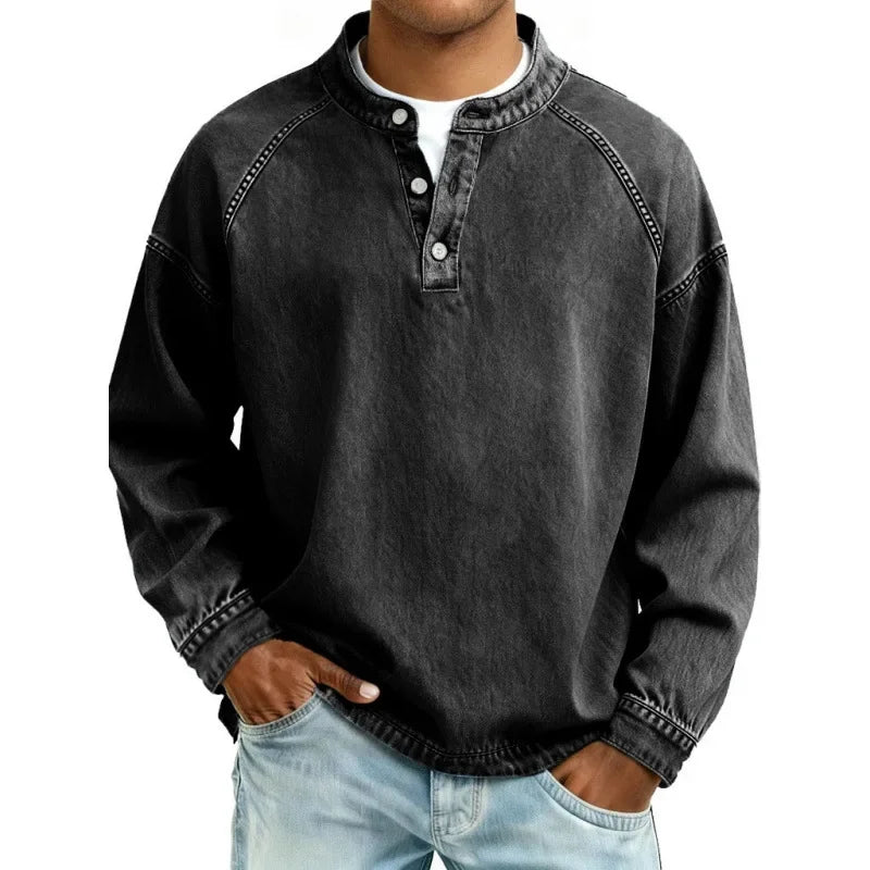 Trevor - Vintage Long Sleeve Henley Shirt