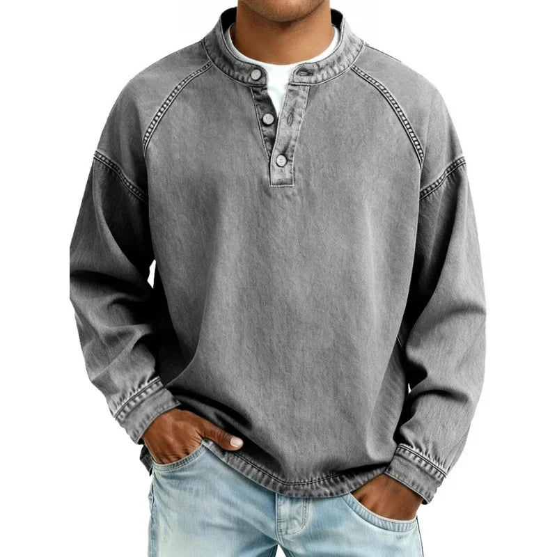 Trevor - Vintage Long Sleeve Henley Shirt