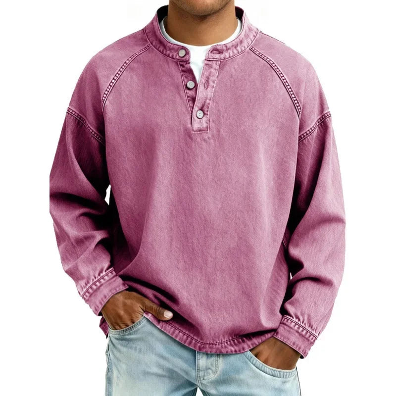 Trevor - Vintage Long Sleeve Henley Shirt