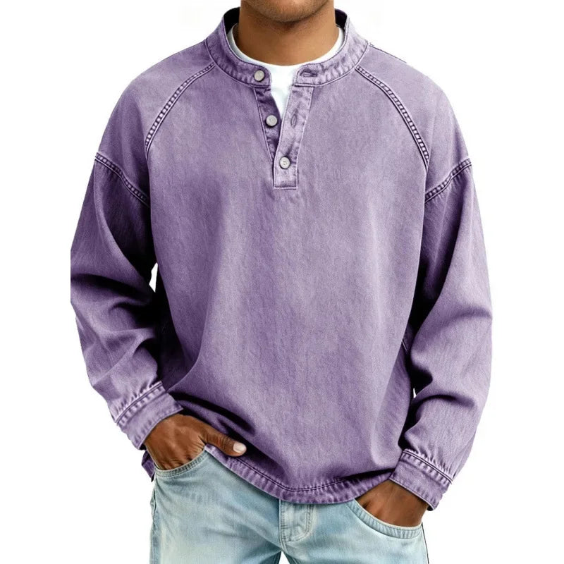 Trevor - Vintage Long Sleeve Henley Shirt