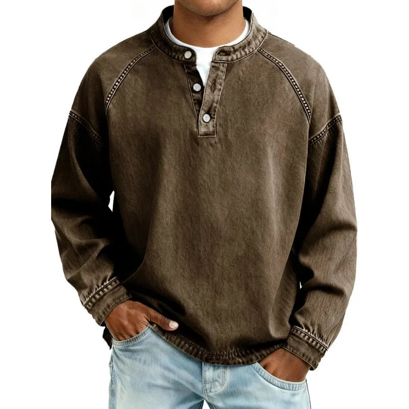 Trevor - Vintage Long Sleeve Henley Shirt