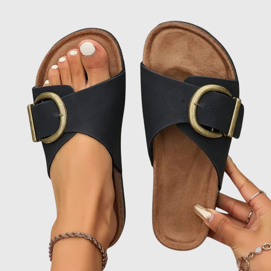 Lowri | Wide-Buckle Comfort Slides