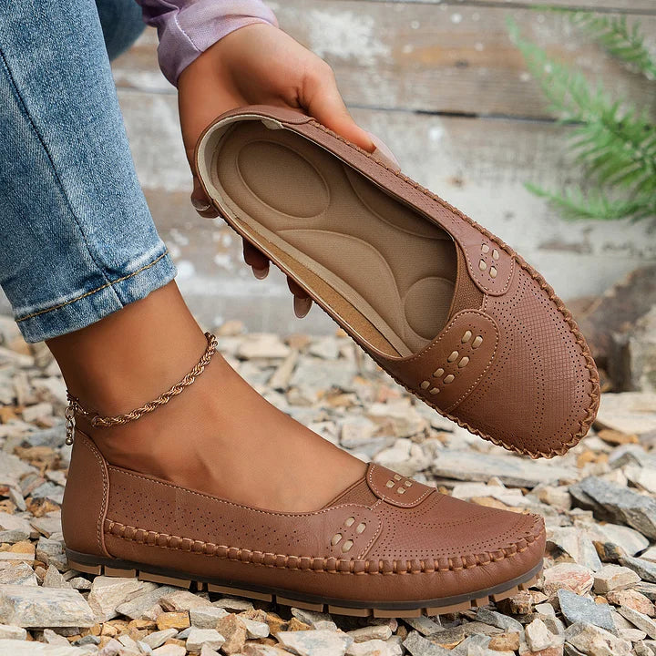 Lowenna | Perforated Wide-Fit Comfort Loafers