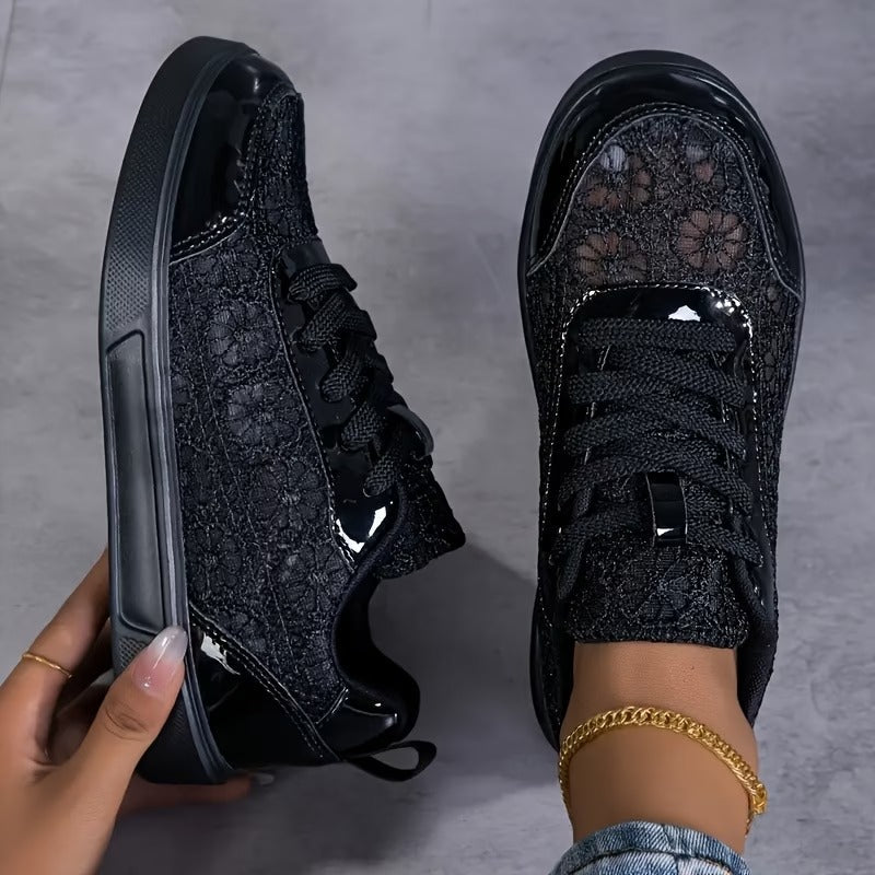 Maribel | Floral-Lace Platform Trainers
