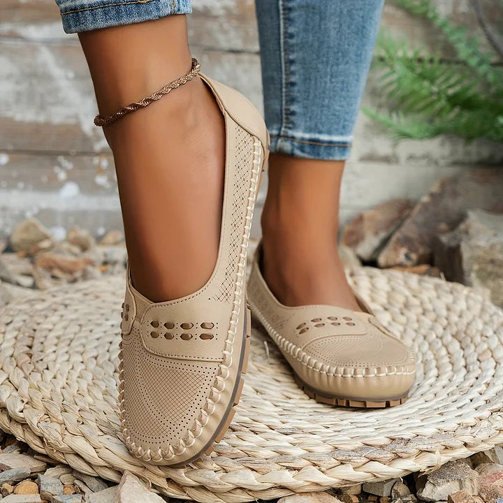 Lowenna | Perforated Wide-Fit Comfort Loafers