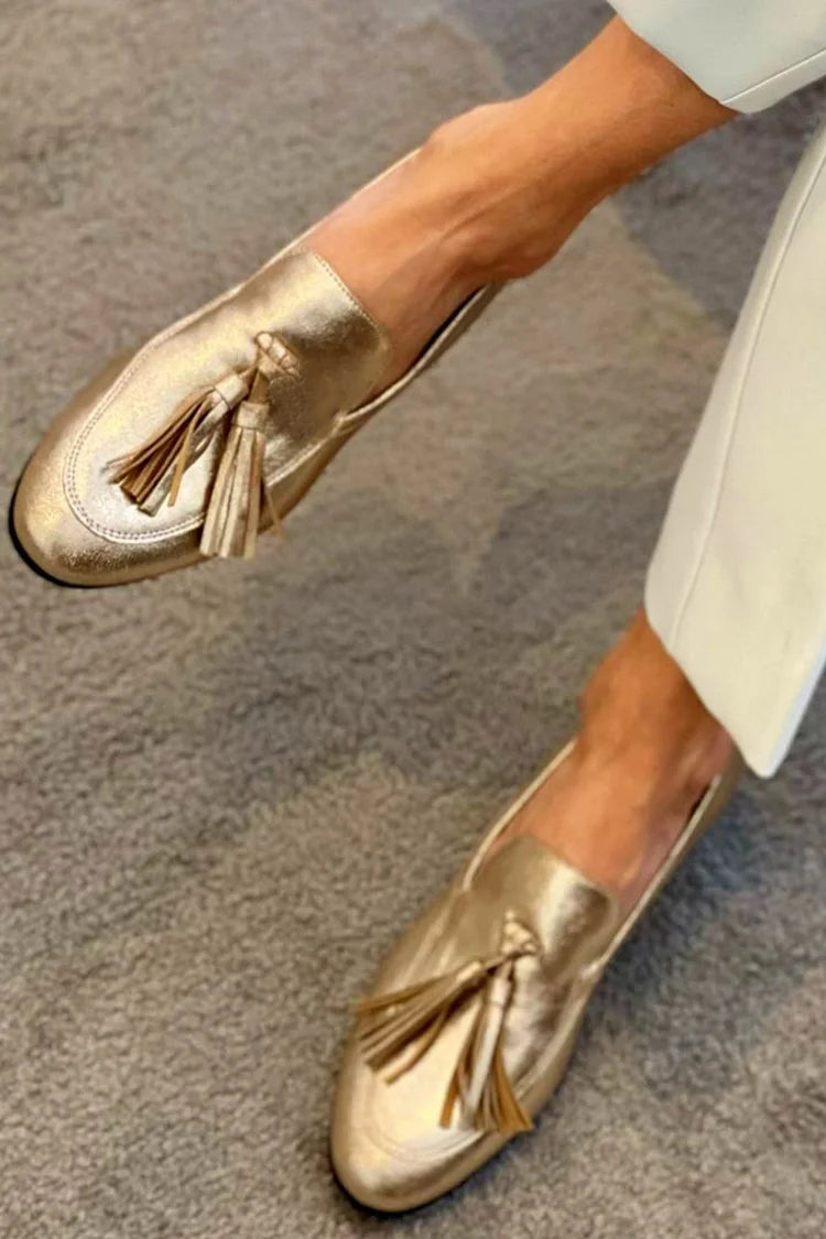 Carys | Metallic Tassel Loafers