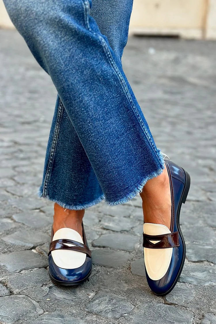 Sabine | Two-Tone Navy Loafers