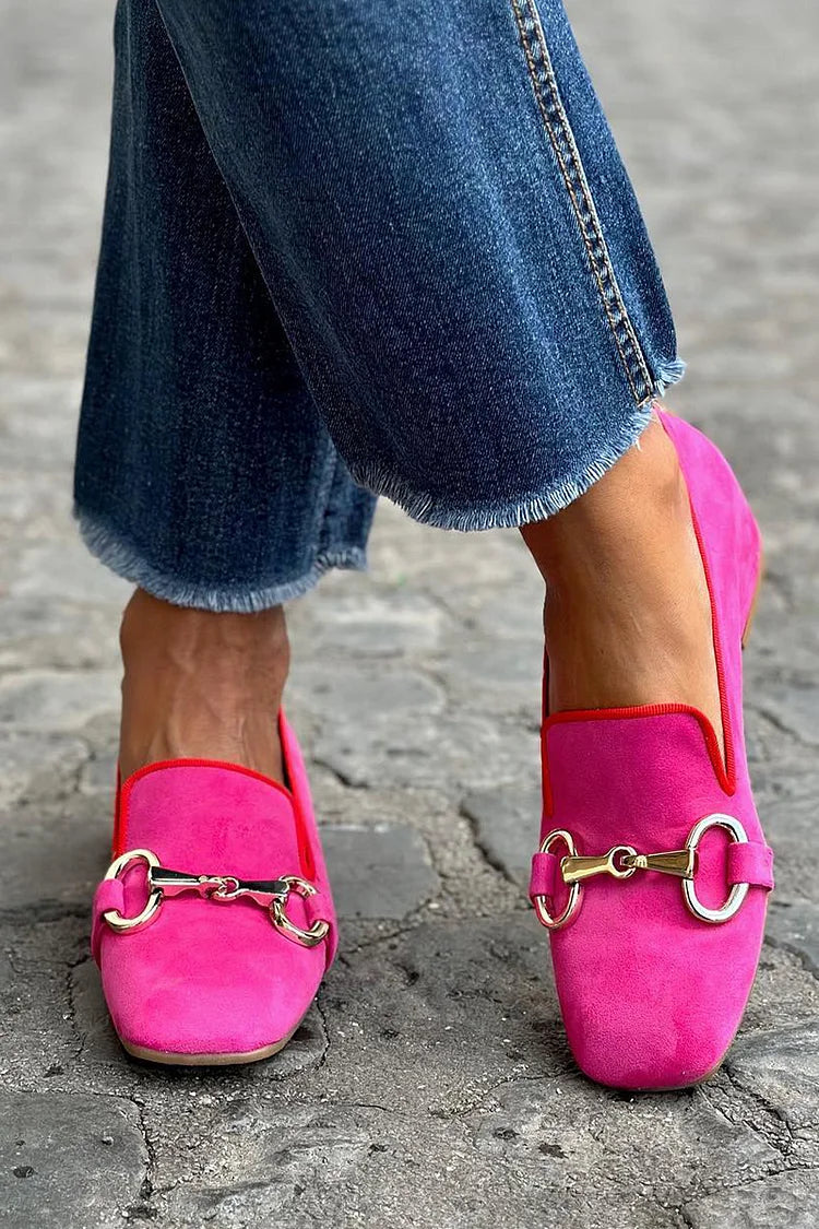 Estelle | Pink Horsebit Loafers