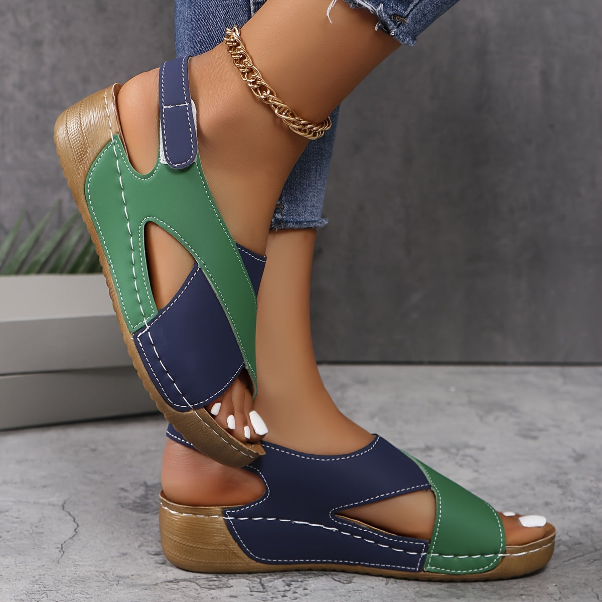 Lorna | Colour-Block Comfort Wedge Sandals