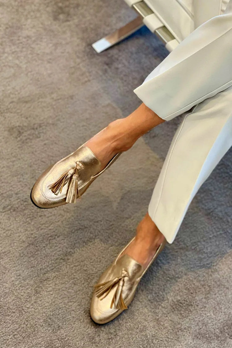 Carys | Metallic Tassel Loafers