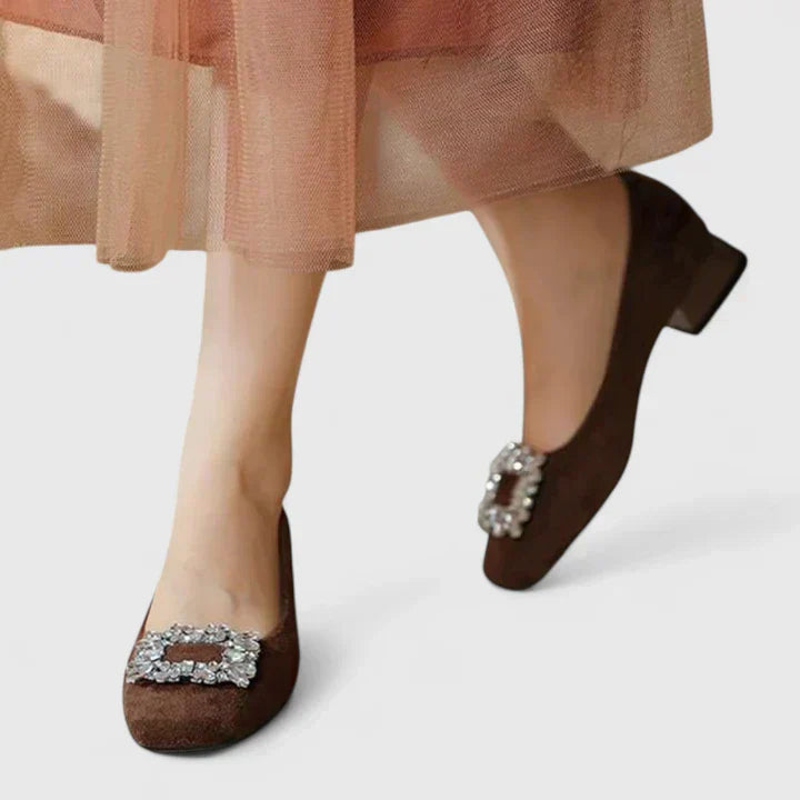 Elara | Crystal-Buckle Comfort Court Shoes