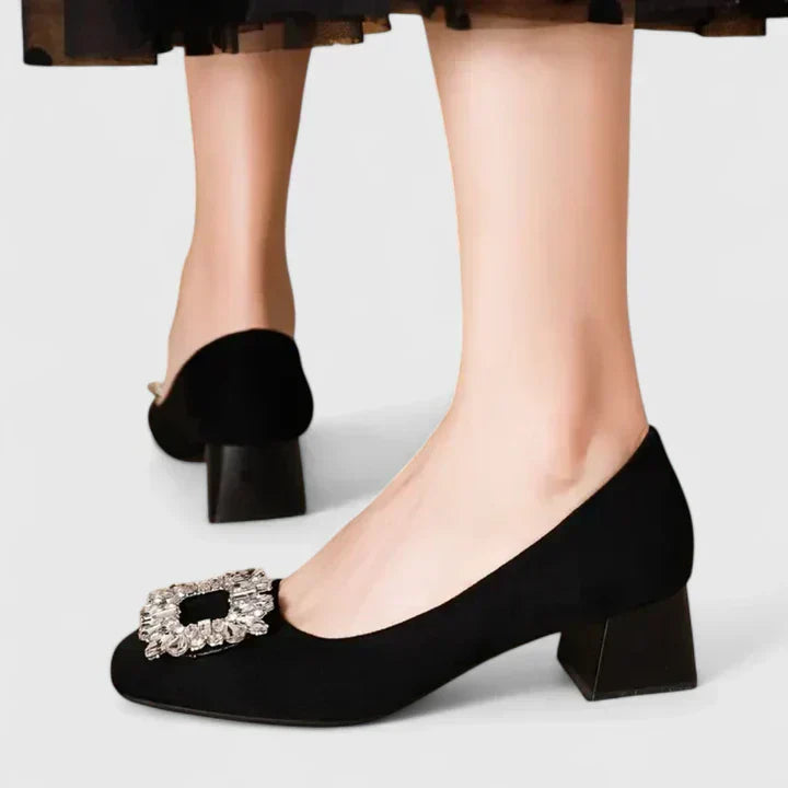 Elara | Crystal-Buckle Comfort Court Shoes