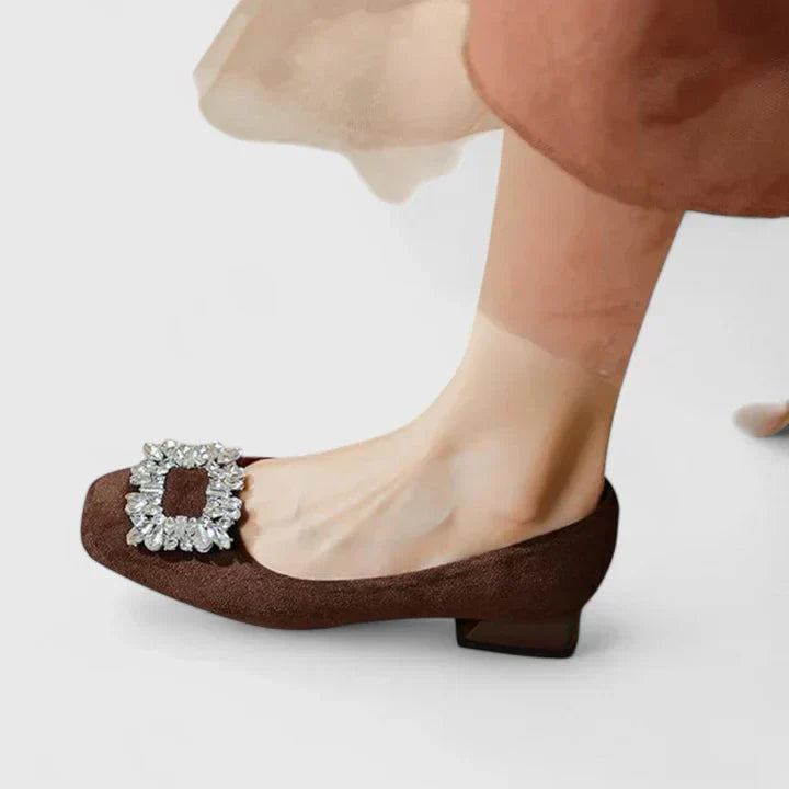 Elara | Crystal-Buckle Comfort Court Shoes