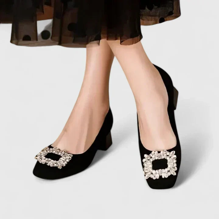 Elara | Crystal-Buckle Comfort Court Shoes
