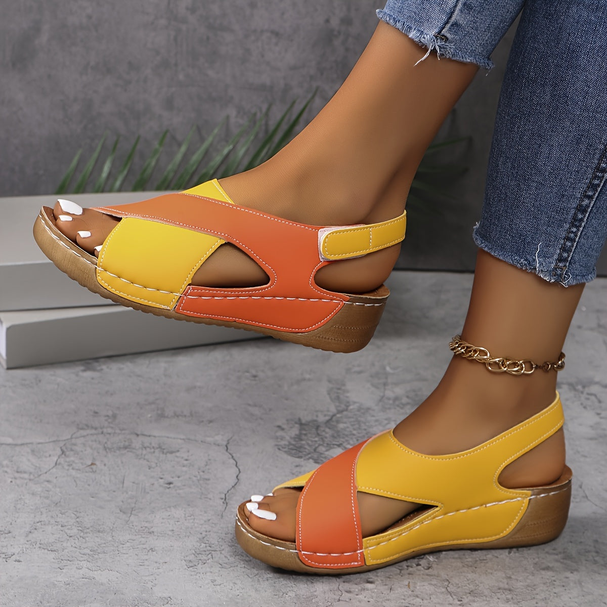 Lorna | Colour-Block Comfort Wedge Sandals
