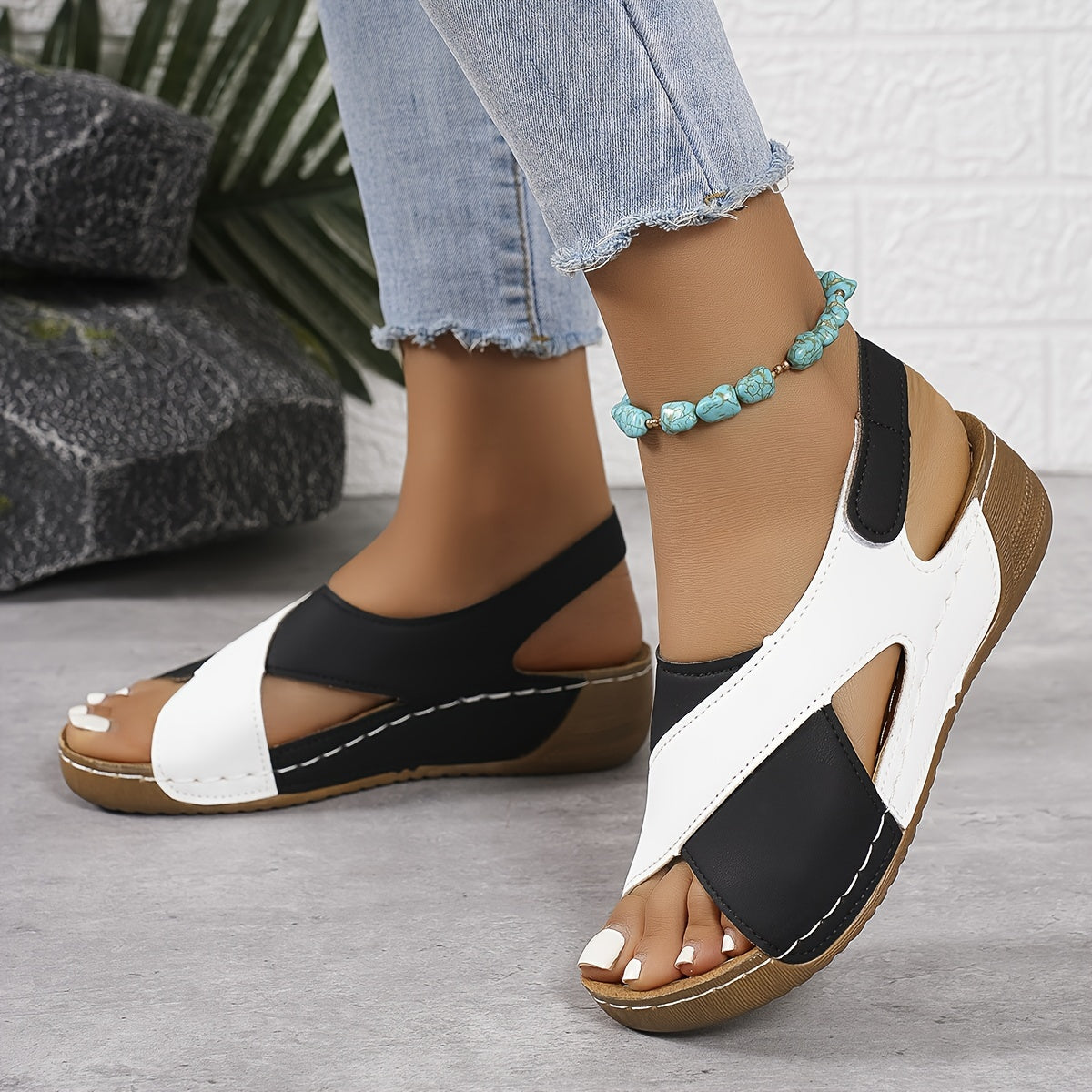 Lorna | Colour-Block Comfort Wedge Sandals