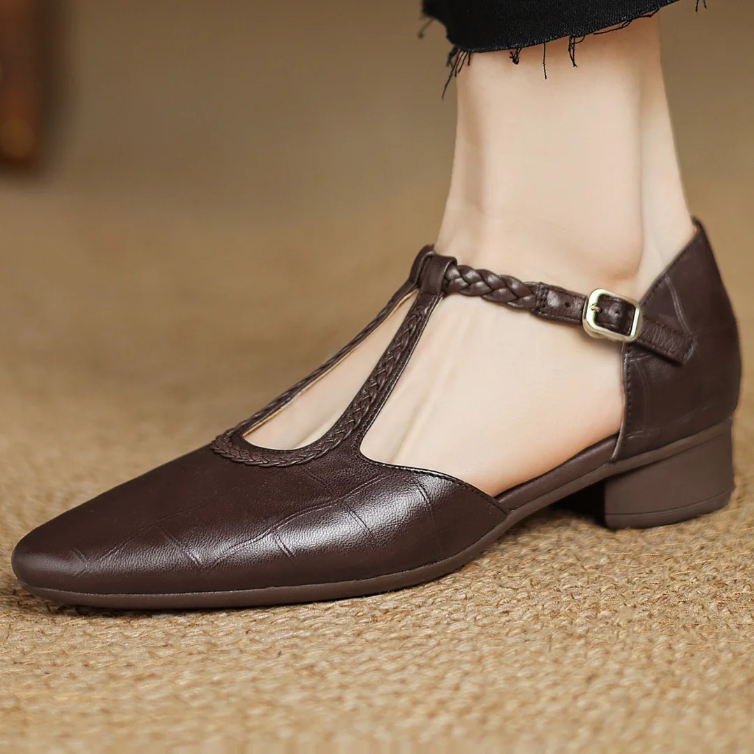 Hallie | T-Bar Block-Heel Mary Janes