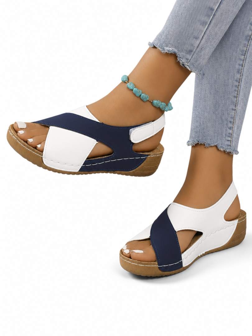 Lorna | Colour-Block Comfort Wedge Sandals