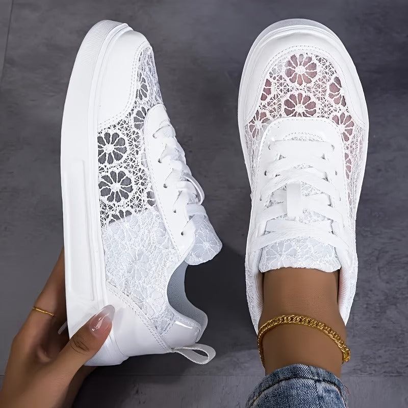 Maribel | Floral-Lace Platform Trainers