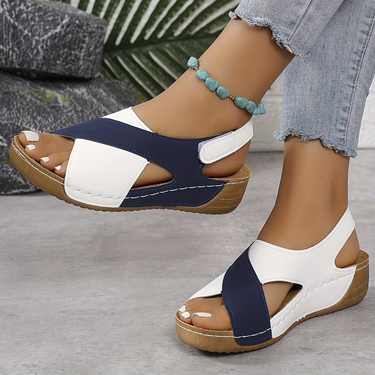 Lorna | Colour-Block Comfort Wedge Sandals