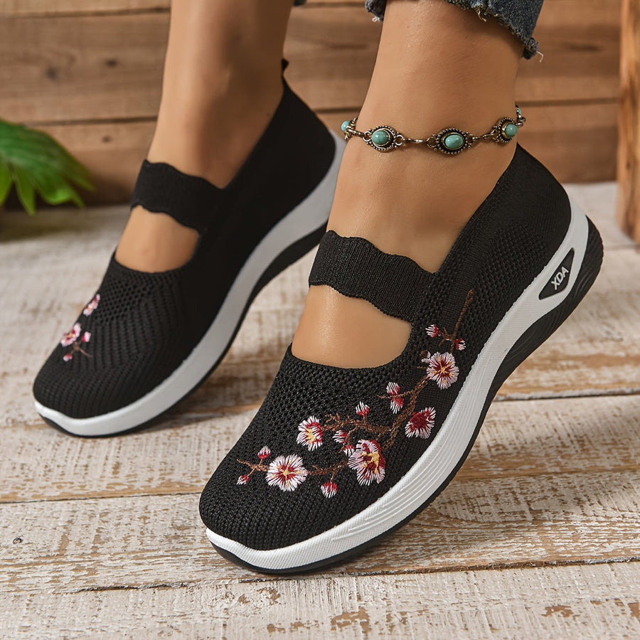 Winifred | Floral-Mesh Mary Jane Trainers