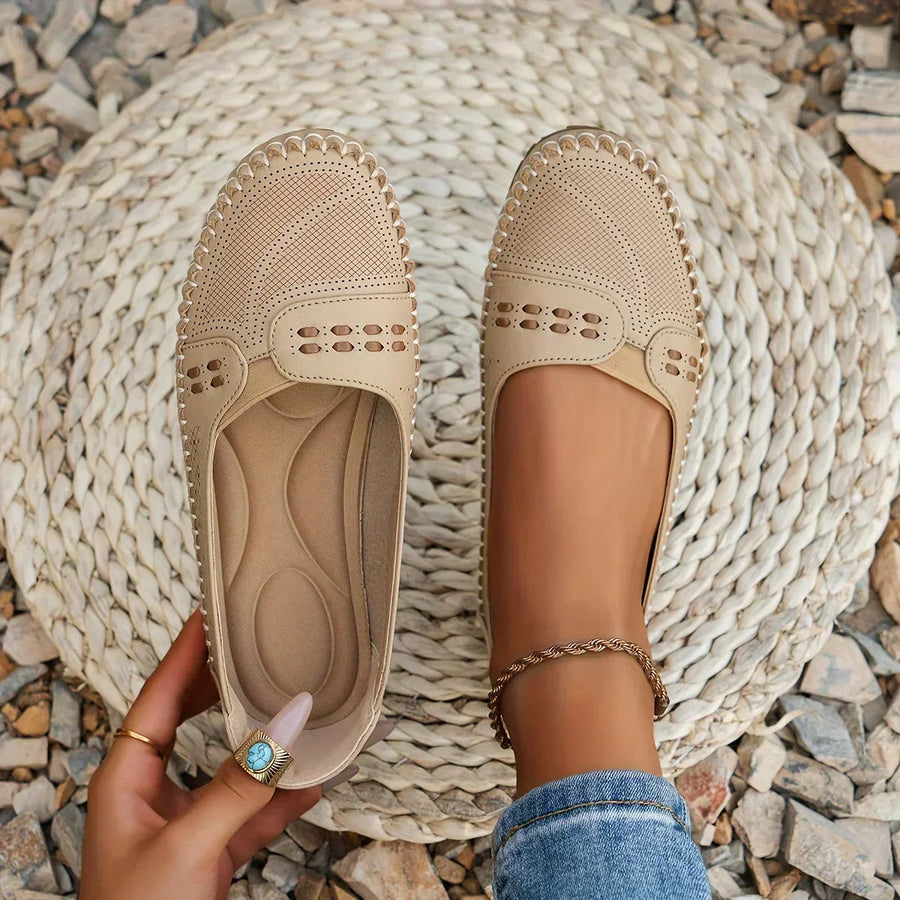 Lowenna | Perforated Wide-Fit Comfort Loafers