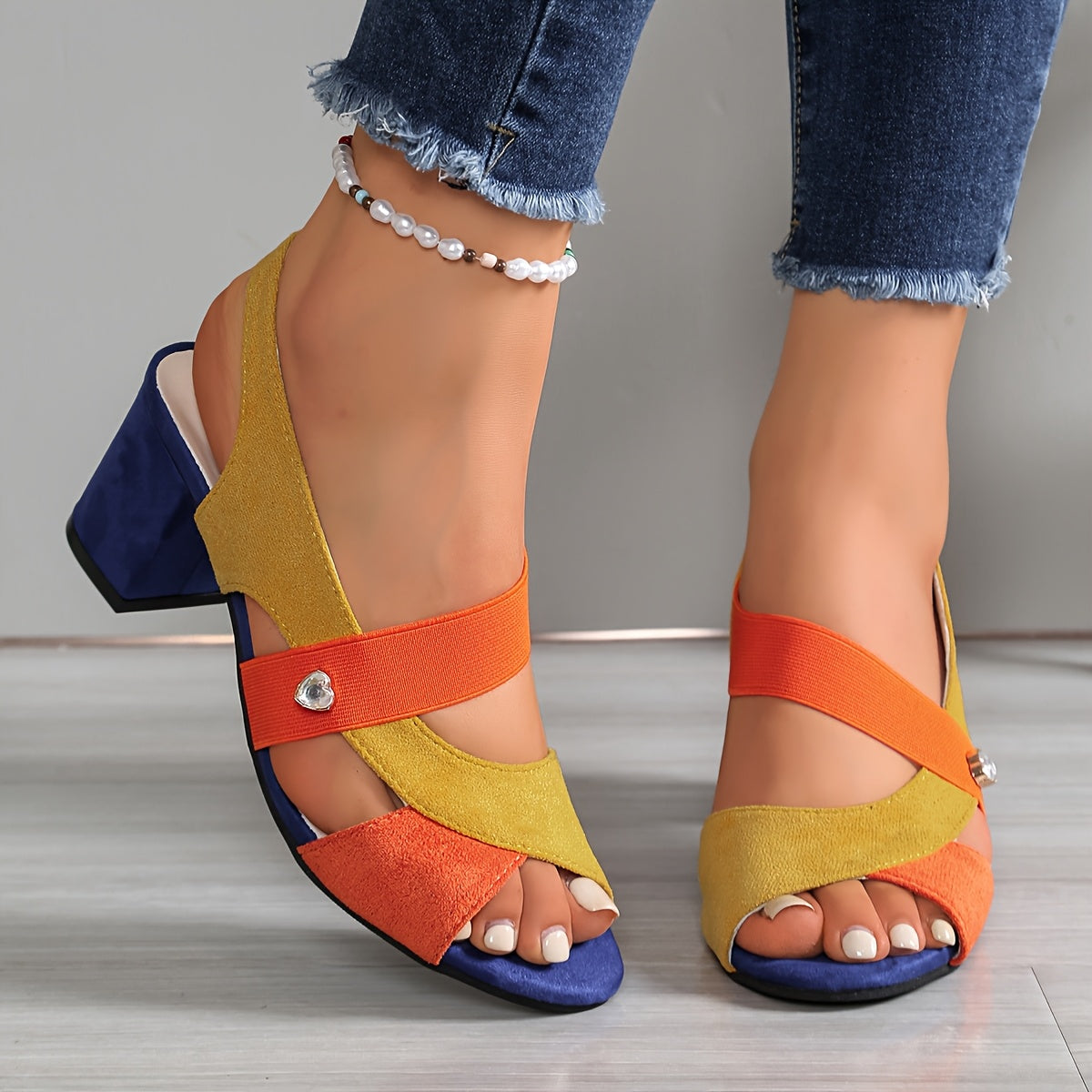 Rosalie | Colour-Block Comfort Block Heels
