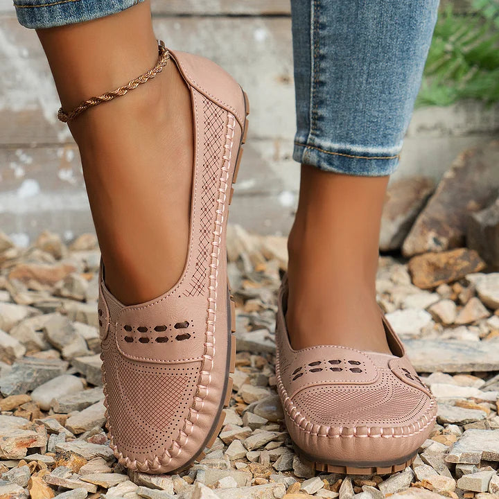 Lowenna | Perforated Wide-Fit Comfort Loafers