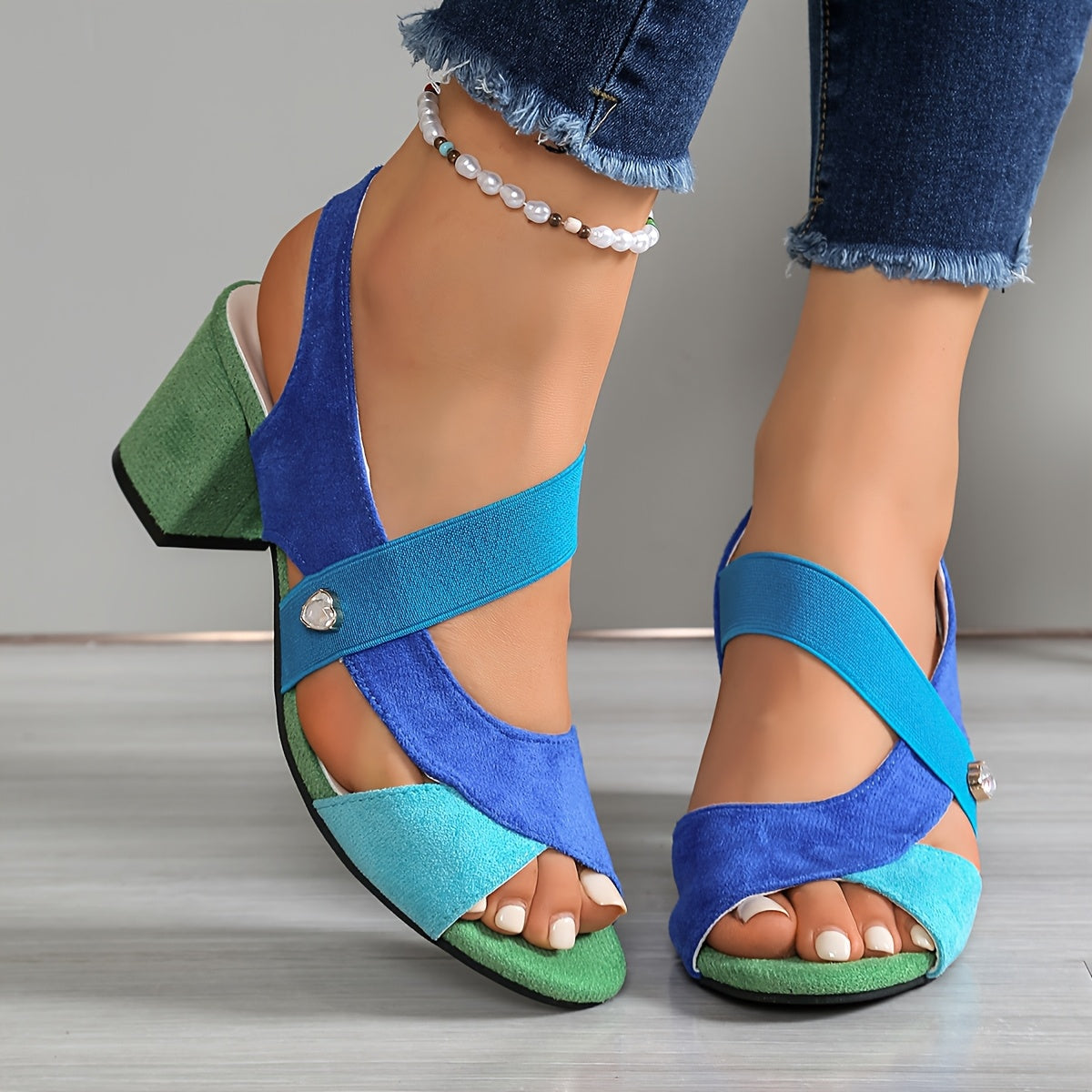 Rosalie | Colour-Block Comfort Block Heels