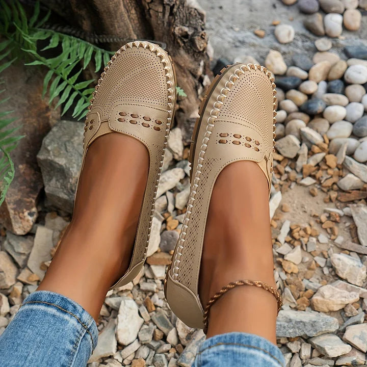 Lowenna | Perforated Wide-Fit Comfort Loafers