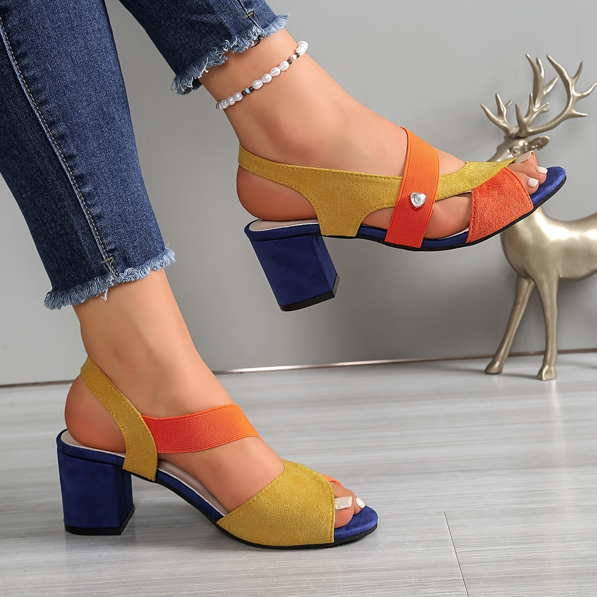 Rosalie | Colour-Block Comfort Block Heels