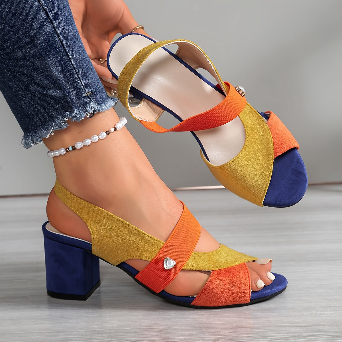 Rosalie | Colour-Block Comfort Block Heels