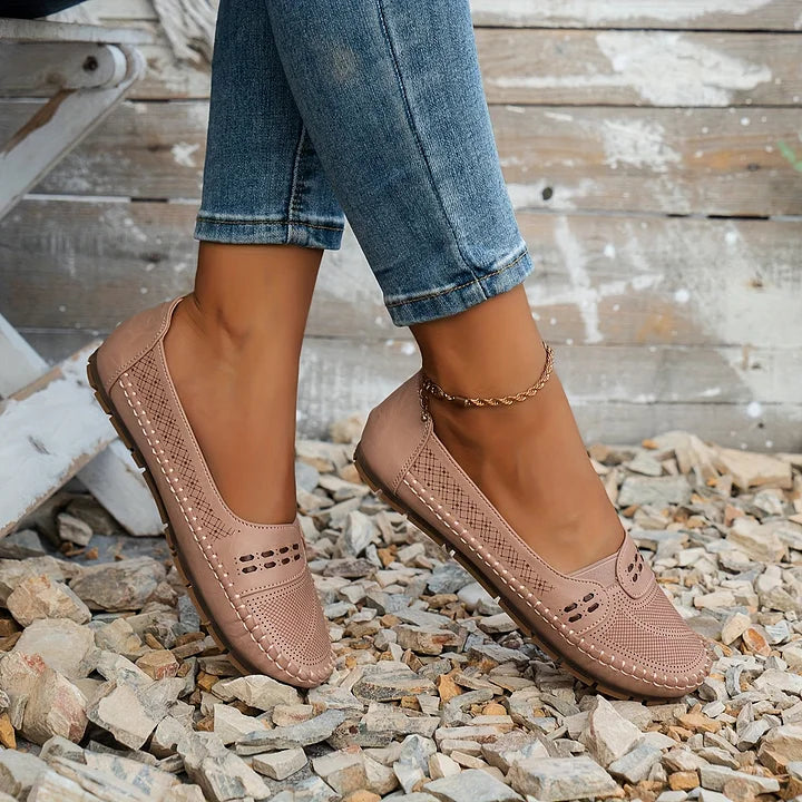 Lowenna | Perforated Wide-Fit Comfort Loafers