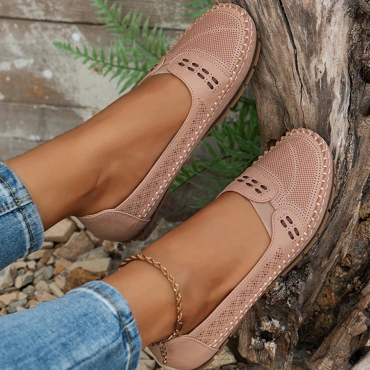 Lowenna | Perforated Wide-Fit Comfort Loafers
