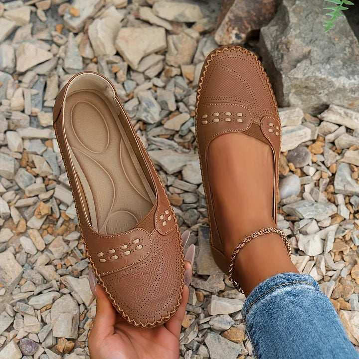 Lowenna | Perforated Wide-Fit Comfort Loafers