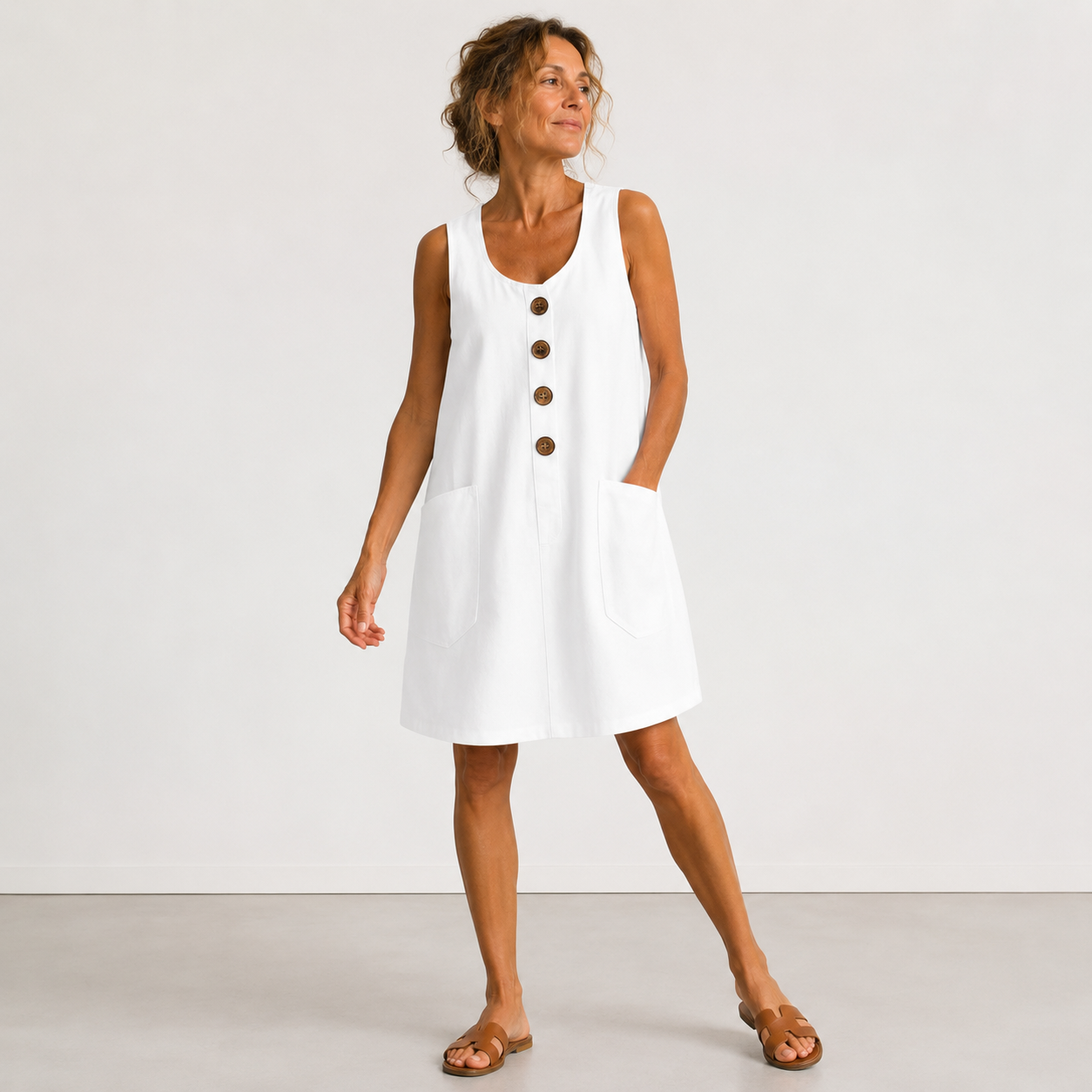 Maud | Cotton-linen sleeveless dress