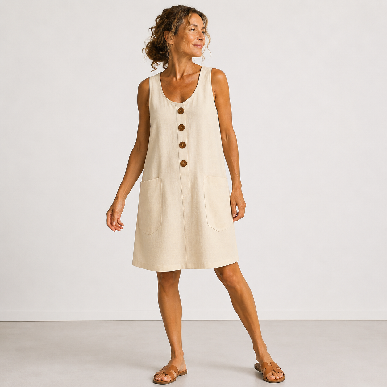 Maud | Cotton-linen sleeveless dress