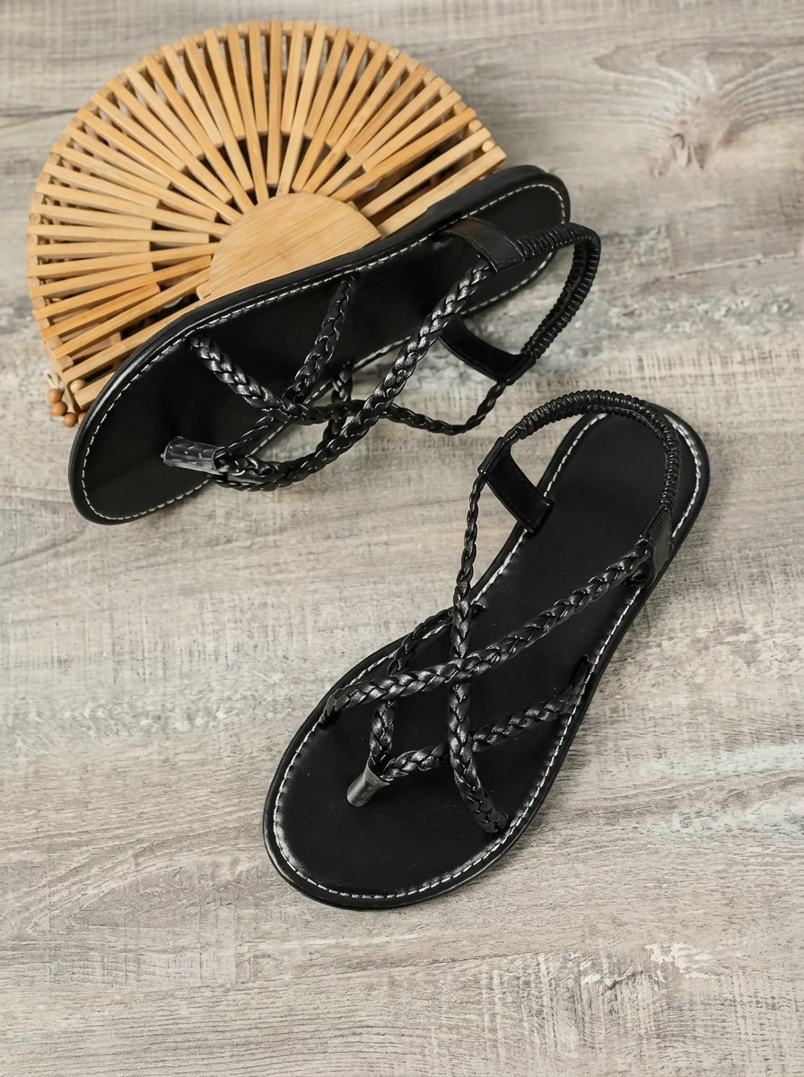 Cinzia | Metallic Woven Cross-Strap Sandals
