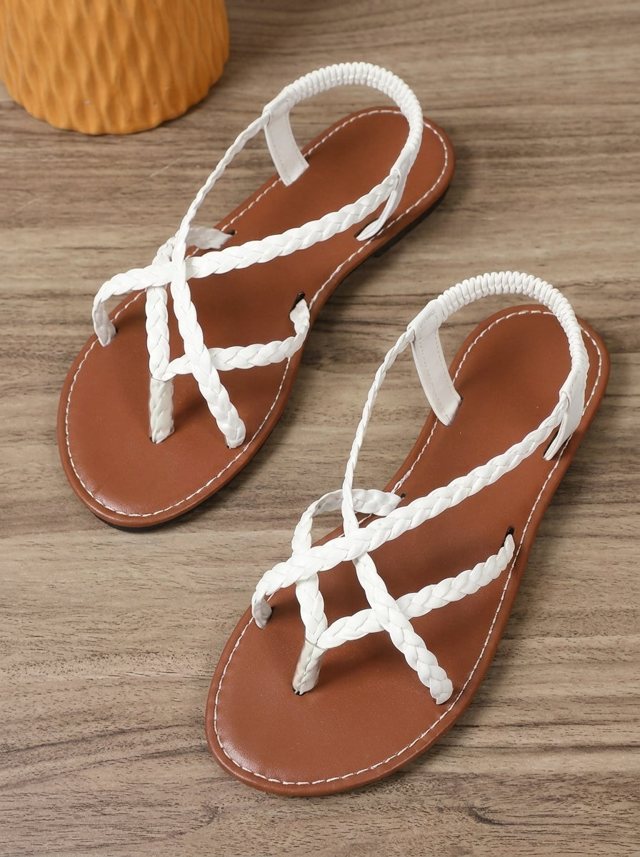 Cinzia | Metallic Woven Cross-Strap Sandals