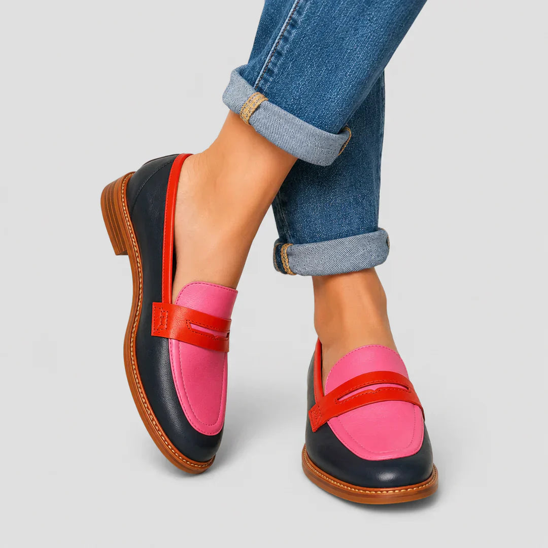 Solene | Colour-Block Penny Loafers