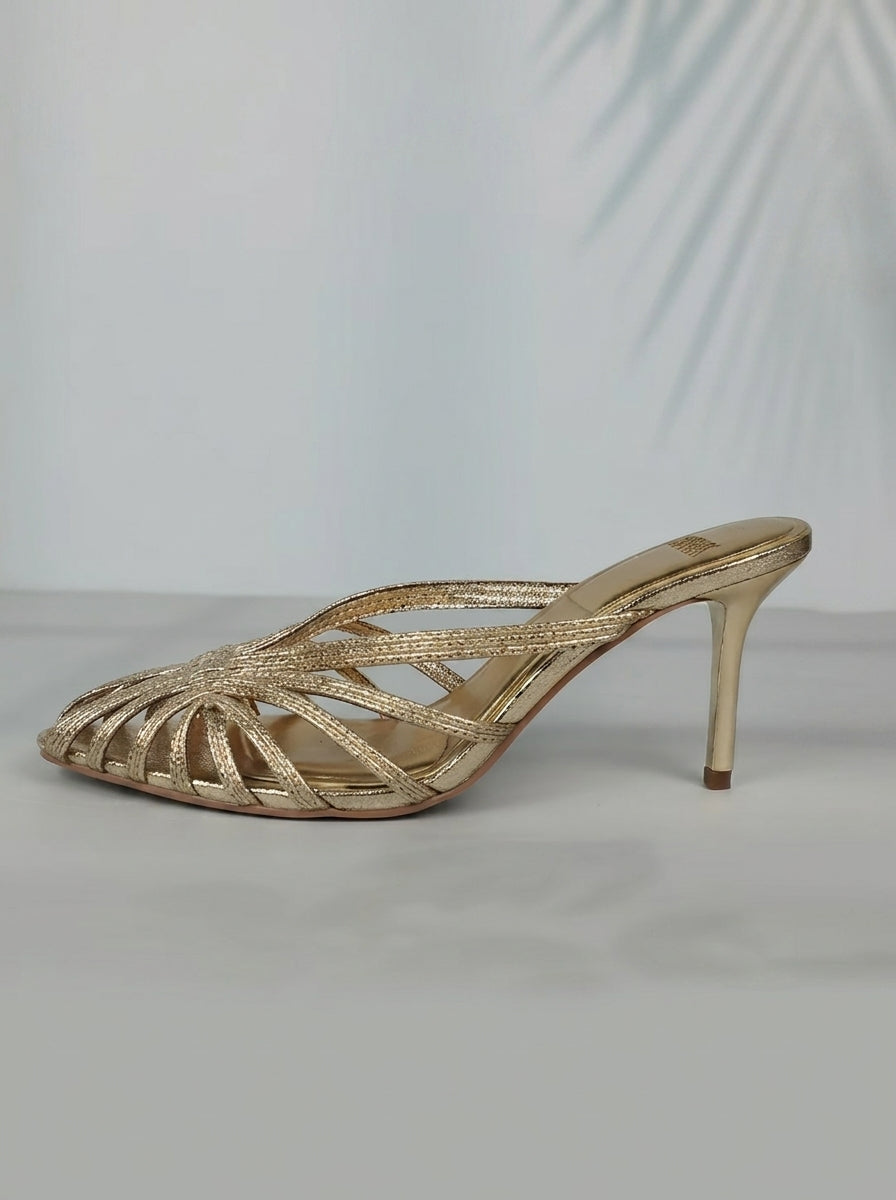 Lavinia | Golden Woven Occasion Heels