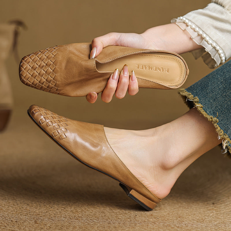 Seren | Woven Leather Backless Mules