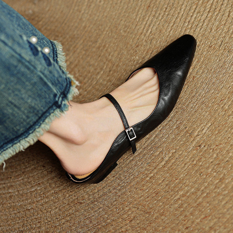 Bronwen | Leather Point-Toe Slingback Flats