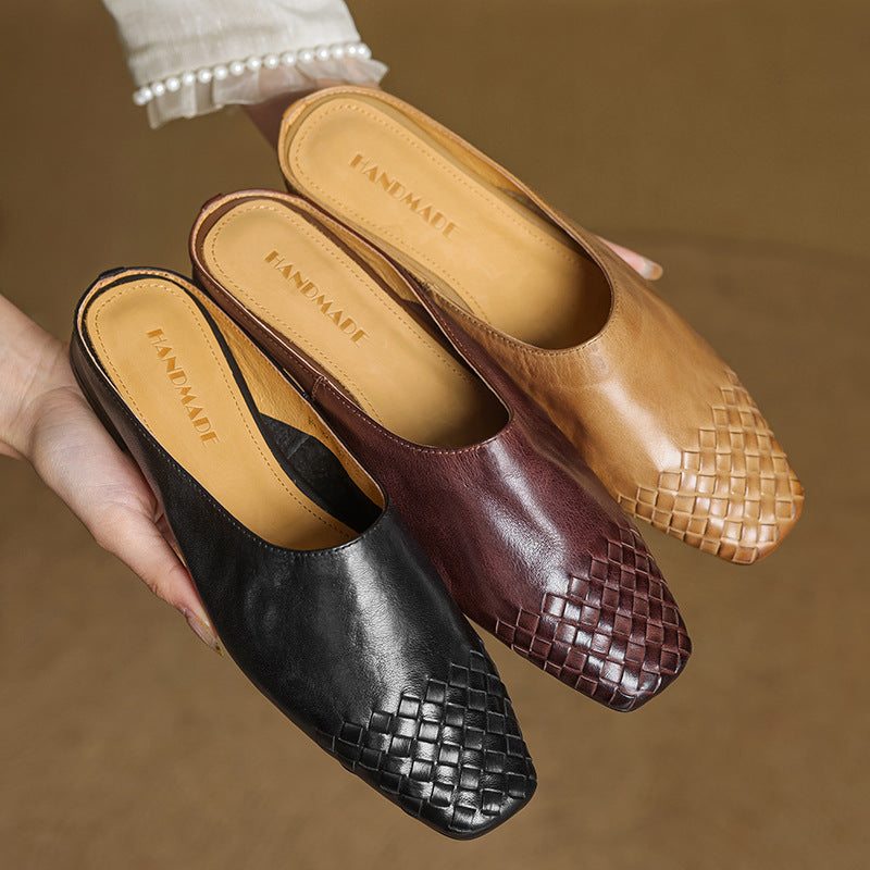 Seren | Woven Leather Backless Mules