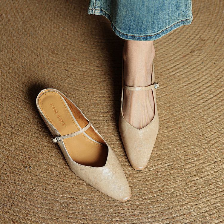 Bronwen | Leather Point-Toe Slingback Flats