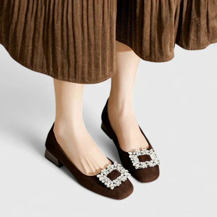 Elara | Crystal-Buckle Comfort Court Shoes